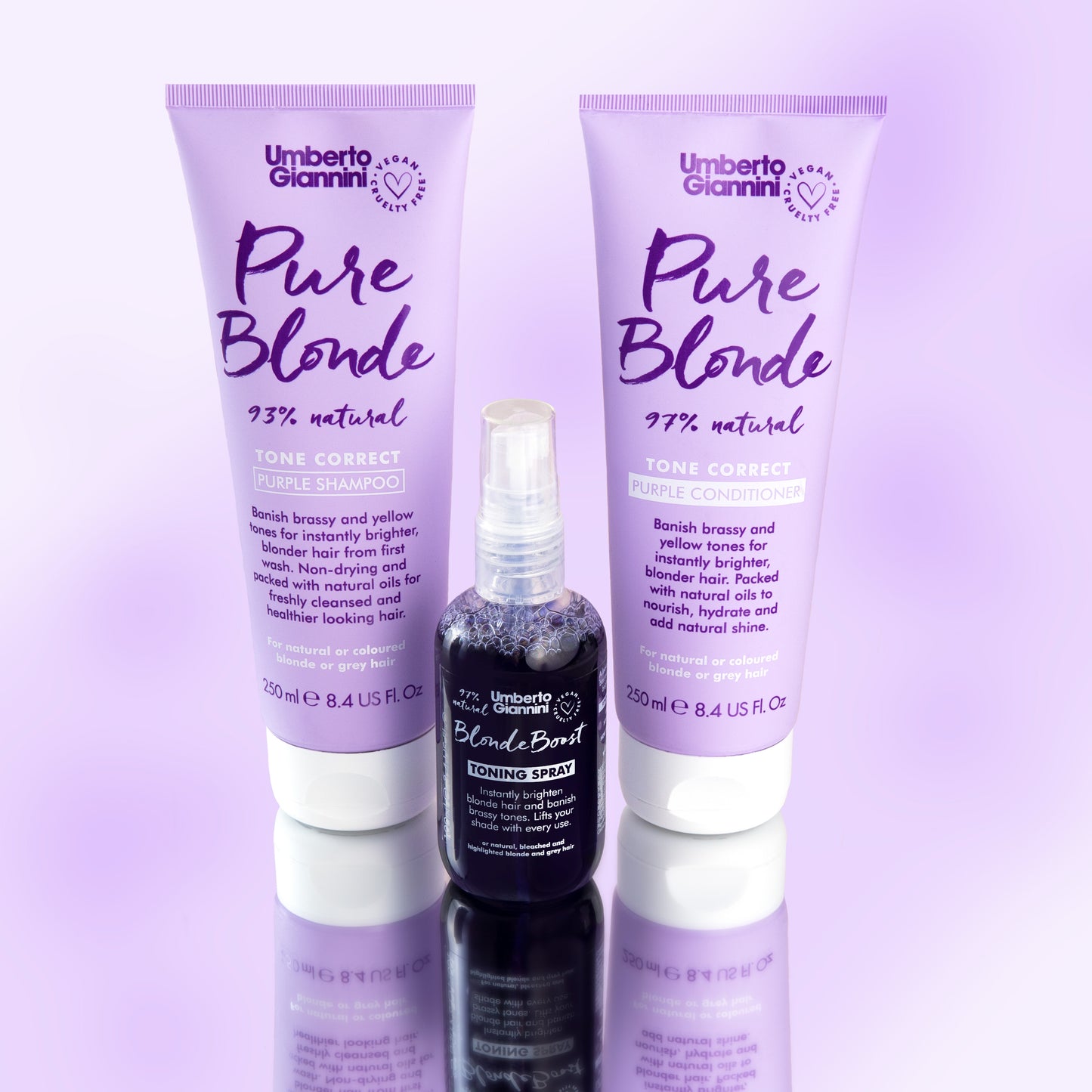 PURE BLONDE 93% NATURAL TONE CORRECT PURPLE SHAMPOO 250ML