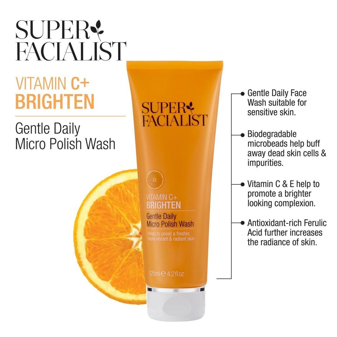 Super facialist Vitamin C daily gentle Micro Polish Wash, Anti-aging Face Scrub, with vitamin C, 125ml