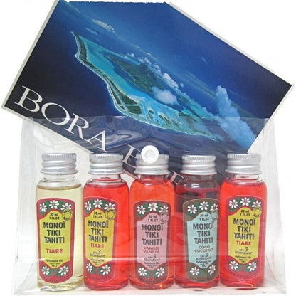 Discovery pack with Bronzing Monoi Gift set with 5 tanning oils, spf3 for face, body and hair.