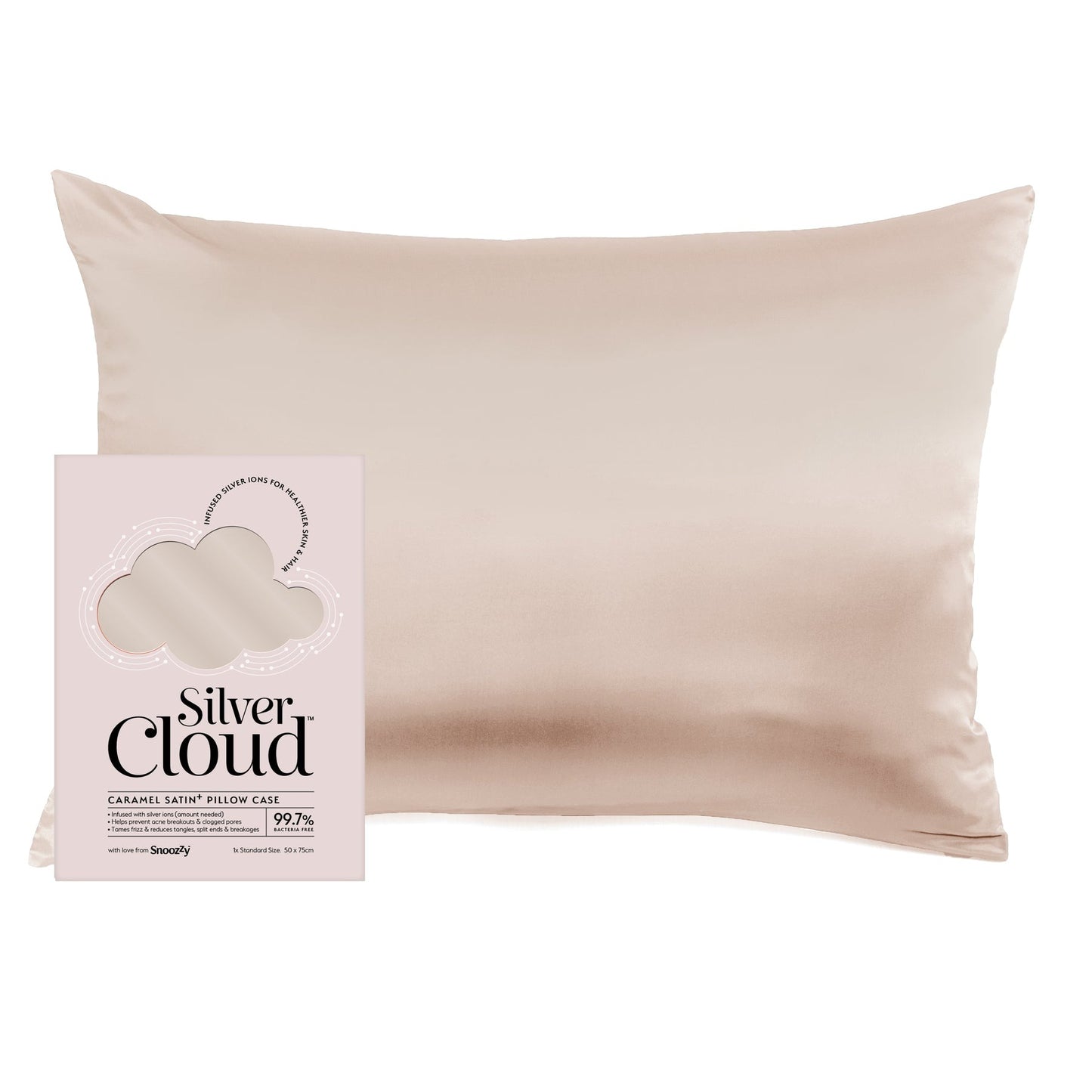 Silver Cloud Satin+ Pillowcase εμποτισμένη με ιόντα αργύρου - Caramel