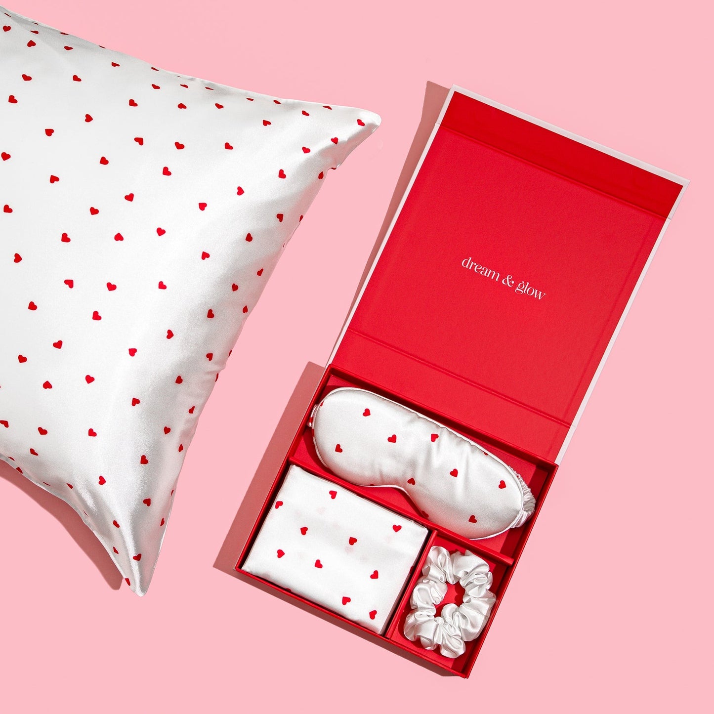 Silver Cloud Satin+ Pillowcase infused with silver ions - Hearts Gift Set