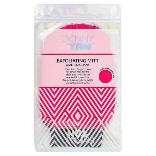 SkinnyTan Prep and Correct Skinny Tan Dual Sided Exfoliating Mitt (Pink &amp; Black)