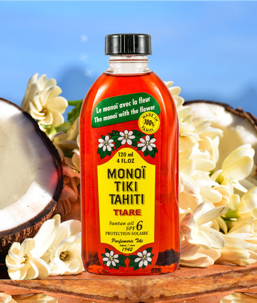 Monoi Tiki Tiare spf 6  Λάδι γρήγορου Μαυρίσματος, για Πρόσωπο : Σώμα, με άρωμα Γαρδένια της Ταϊτής, spf6, 120ml