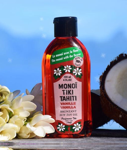 Monoi Tiki Vanilla spf 3 Λάδι γρήγορου Μαυρίσματος για Πρόσωπο : Σώμα, με άρωμα Βανίλια, 120ml